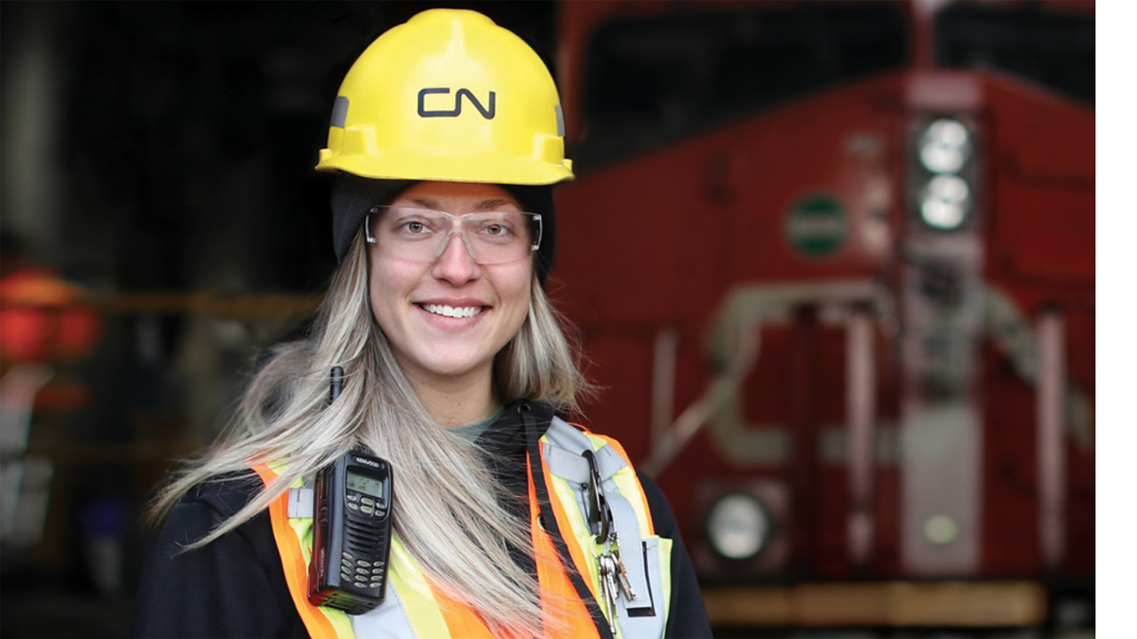 Pictured: Hope Patrick, Engine Hostler, CN, Winnipeg, MB. (Photo Courtesy of CN)