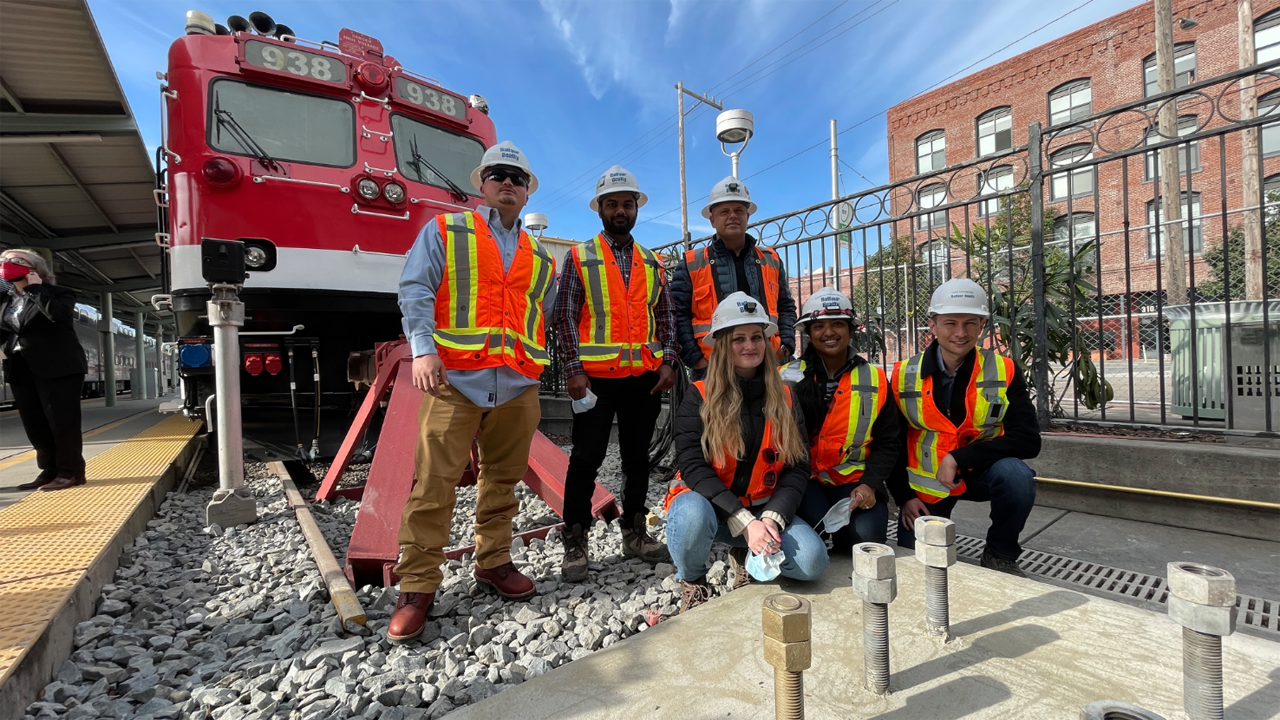 Balfour Beatty and Caltrain on Jan. 28 placed the final electrification pole foundation for the new overhead catenary system.