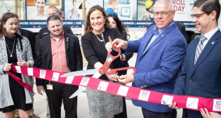 Pictured (left to right) at the Feb. 15 launch of Lone Star College's simulated railroad crossings: Jessica Devorsky, Executive Director-Texas Operation Lifesaver; Erik Lewis, Manager Industry and Public Projects, UP; Jill Metcalf, Director, Lone Star College; Buck Russel, Sr. Supervisor Public Safety, UP; and Richard Zientek, Sr. Director Public Affairs, UP.