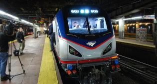 An ACS64-led Amtrak Northeast Regional train prepares to depart Penn Station New York, bound for Washington, D.C. William C. Vantuono photo