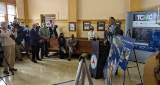 “Through the leadership of [FRA] Administrator Bose, strong partnerships with state and local leaders in Wisconsin and Minnesota, and our productive relationship with Canadian Pacific, we are moving the addition of Amtrak service between the Twin Cities, Milwaukee and Chicago to the forefront of our growth efforts,” said Amtrak President and CEO Stephen Gardner (pictured), during a March 9 announcement at the La Crosse (Wis.) Amtrak Depot.