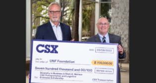 Pictured: CSX President and CEO James M. Foote (left) and UNF Coggin College Dean Dr. Richard Buttimer.