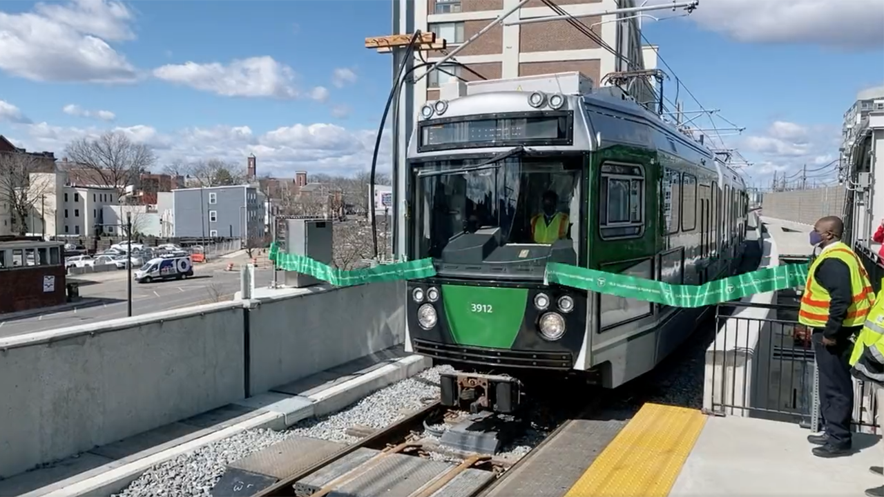 “This is how we cut ribbons at the T. With a ceremonial trolley ribbon breaking, the new Lechmere Station & entire Union Branch of the #GreenLineExtension is now open! Serving Cambridge & Somerville, this #BuildingABetterT project provides new access to reliable public transit.” —MBTA, via Twitter on March 21, 12:02 p.m. EDT.