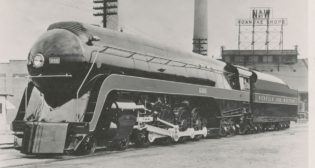 The NS-donated archives document the history of Norfolk & Western, which originated as a nine-mile single-track line in 1838 to connect Petersburg and City Point (now Hopewell), Va., and helped to create NS through a merger with Southern Railway in 1982. Pictured: Locomotive No. 600 leaving the Roanoke Shops.