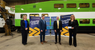 “This contract will provide job stability for our employees while contributing to economic growth in Northern Ontario,” Ontario Northland President and CEO Corina Moore (pictured, right) said during the announcement of the award, which will have the company upgrade 56 GO Transit bilevels. “Our continued partnership with Metrolinx, specifically for refurbishment projects, confirms our exceptional skillset and reputation for high-quality remanufacturing services right here in North Bay.”
