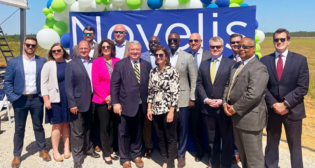 CSX on May 11 tweeted: “Today, CSX SVP of Sales Arthur Adams joined @Novelis to celebrate the announcement of their new facility at the South Alabama Megasite! CSX is proud to be Novelis’ transportation partner to move aluminum products and to be a part of America’s sustainable future.” (Photo Courtesy of CSX)