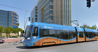 This artist rendering shows the concept for the OC Streetcar LRVs that will run through Santa Ana and Garden Grove, Calif. (Photo Courtesy OCTA)