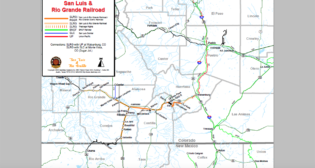 Serving the San Luis Valley in southern Colorado, SLRG was originally constructed in 1878. It traverses the La Veta Pass over the Sangre de Cristo Mountain range and connects the eastern plains of Colorado to the San Luis Valley. (Map Courtesy of William A. Brandt Jr., SLRG’s Chapter 11 Trustee)