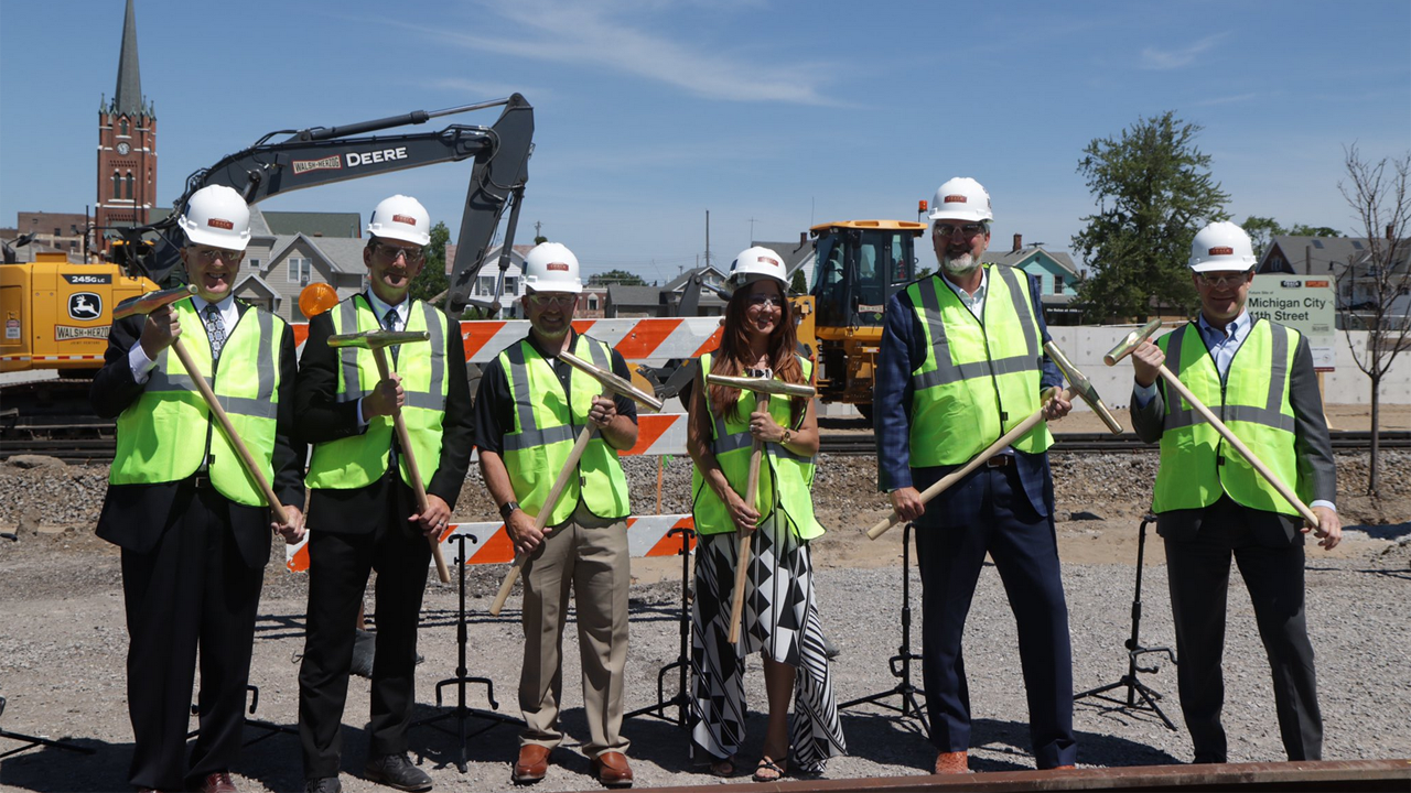 Indiana Gov. Eric Holcomb tweeted on June 20: “Today we celebrated the @southshoreline Double Track groundbreaking, going full speed ahead to make it a Region reality. With all partners aboard, Northwest Indiana's on track to become more connected than ever before, and the Region is – and will be – the place to be.” (Photograph Courtesy of Gov. Holcomb, via Twitter)