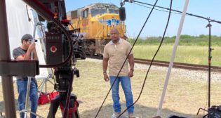 Conductor James Jackson Jr. from UP’s South Texas Service Unit drives home the value of rail safety in a Safe Kids Worldwide public service announcement. (Photo Courtesy of UP)