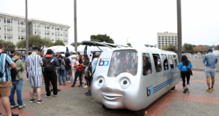 The BARTmobile was a "boon for photos" at BART's 50th anniversary celebration.