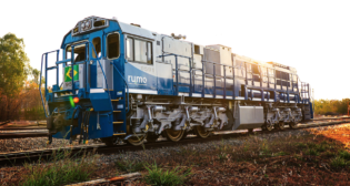 Progress Rail, a Caterpillar company, will provide two GT38H intermediate-power locomotives to Rumo in Brazil for regional freight service trials. (Photograph Courtesy of Progress Rail)
