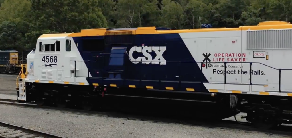 The painted CSXT 4568 will travel across the railroad’s network to help raise awareness on rail safety.