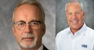 James M. Foote (left), outgoing CSX President and CEO, CSX; Joseph R. Hinrichs, incoming President and CEO, CSX