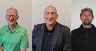 From left to right: INRD Director, Intermodal Operations Dan Corcoran; Director, Bridges and Real Estate Bernie Guerrettaz; and Supervisor, Maintenance of Way Doug Guyer.