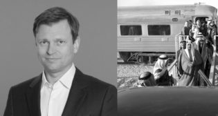 Harsco Rail COO Claus Heuschmid (left) says the company's "continued relarionship with the Saudi Arabia and Middle Eastern markets is a significant milestone for [Harsco]." (Historic photo to the right courtesy of SAR)