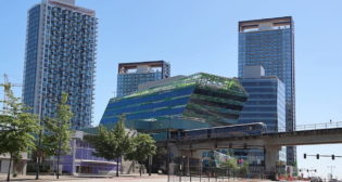 SkyTrain in front of the King George Hub. (TransLink)