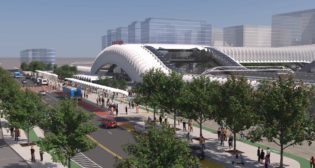 Preliminary conceptual rendering of Fresno Station. (CHRSA)