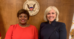 NTSB’s Chief Human Capital Officer Veronica Marshall (left) with Chair Jennifer Homendy. (Photograph Courtesy of NTSB)