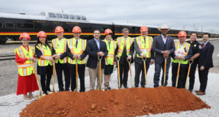 KCS on Oct. 31 held a binational groundbreaking ceremony for a new rail bridge spanning the Rio Grande. Pictured: Officials in Laredo, Tex. (Photograph Courtesy of KCS)