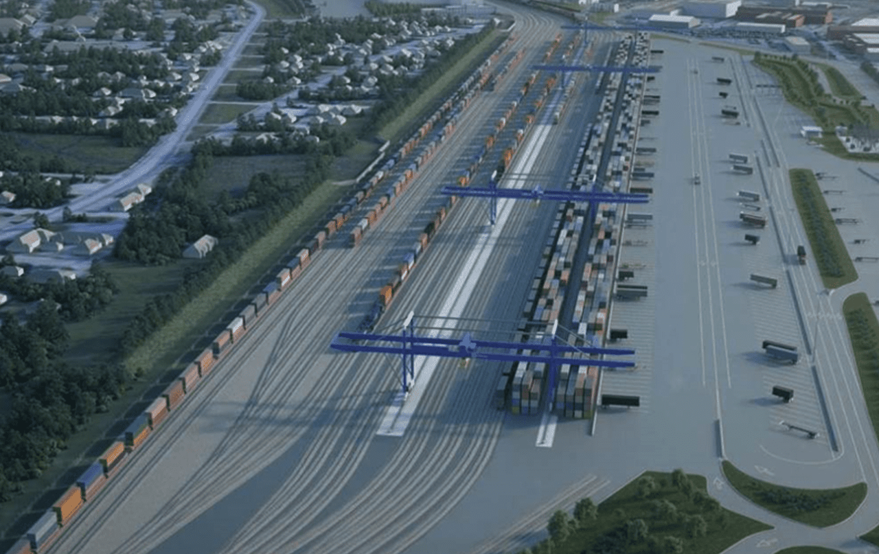 The Navy Base Intermodal Facility is set to open in July 2025. (Rendering/SCPA)