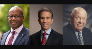 John M. Lewis Jr., CEO, Charlotte Area Transit System (left); Jim Umpleby, Chairman and CEO, Caterpillar Inc. (center); and David A. Fink, former President of Guilford Transportation Industries, who died Oct. 11.