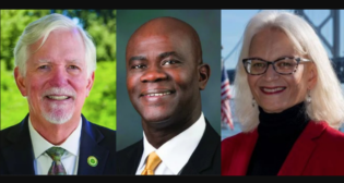 Pictured: 2022-23 AASHTO President Roger Millar (left) and Vice President Paul Ajegba; and Therese W. McMillan, Executive Director, ABAG and MTC.