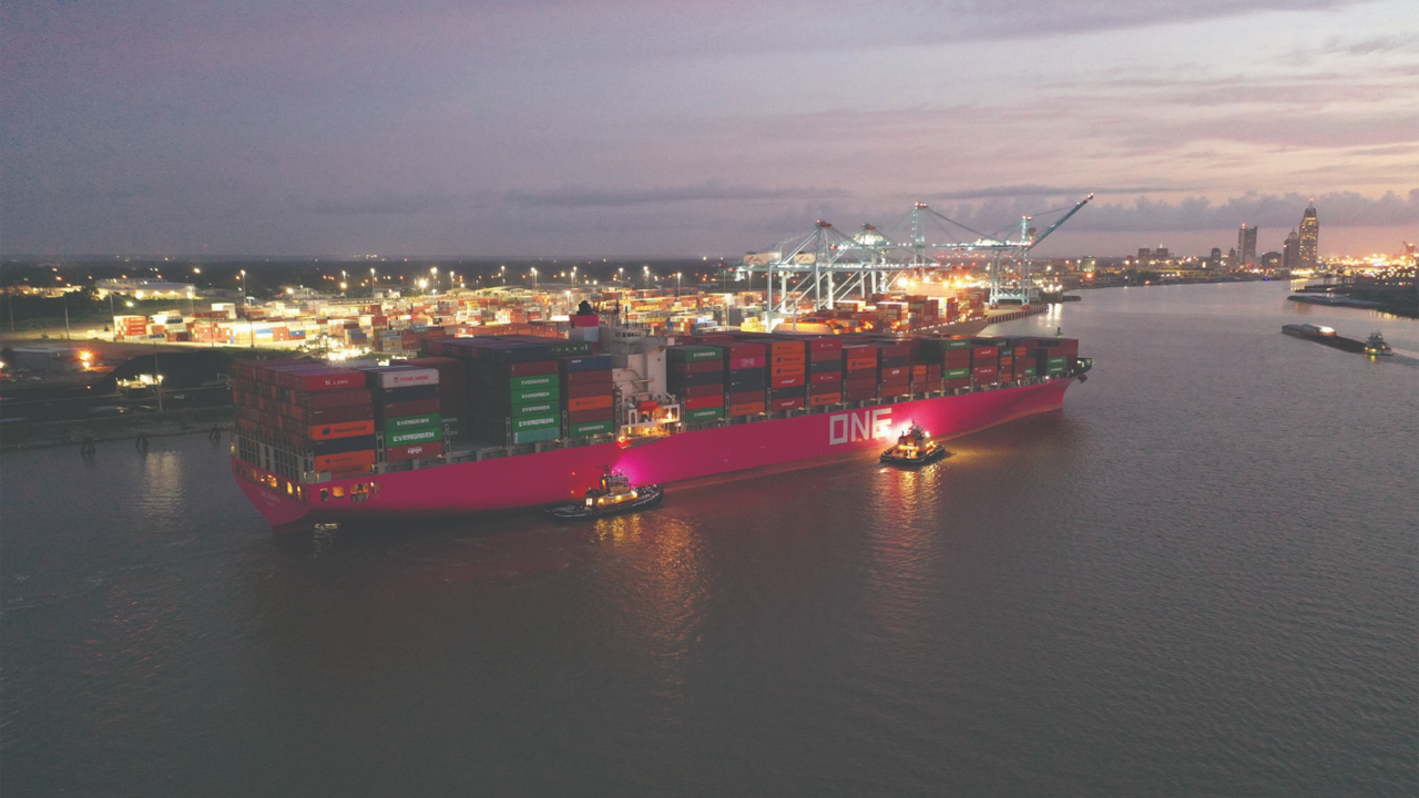 “With proven fluidity, the Port of Mobile continues to attract new routes, creating more direct services from the Far East to Mobile and enhancing our gateway’s connection to growing global markets,” said Alabama Port Authority Chief Commercial Officer Beth Branch. (Photograph Courtesy of Alabama Port Authority, via LinkedIn)