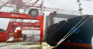 In 2022, more than 600,000 TEUs moved through the Port of Halifax’s containerized terminals, PSA Halifax Atlantic Hub and PSA Halifax Fairview Cove. (Photograph Courtesy of CN, via LinkedIn)