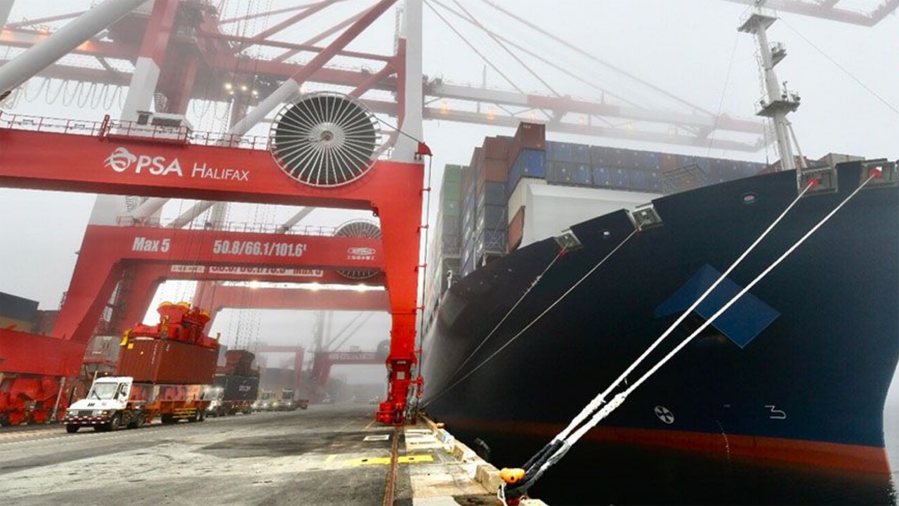 In 2022, more than 600,000 TEUs moved through the Port of Halifax’s containerized terminals, PSA Halifax Atlantic Hub and PSA Halifax Fairview Cove. (Photograph Courtesy of CN, via LinkedIn)