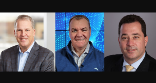 Scott Anderson, incoming interim CEO, C.H. Robinson (left); Bob Biesterfeld, outgoing President and CEO, C.H. Robinson (center); James Murphy, Business Development Director for Construction Management Operations, Northeast, STV.