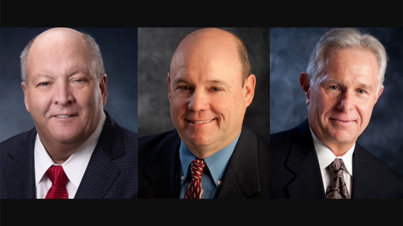 At P&L Transportation, Tom Greene is the new Chair, President and CEO (left) succeeding Tom Garrett (former President and CEO; center) and Tony Reck (Board Chair), retired.