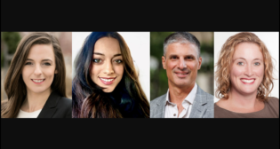 Pictured (left to right): Lucy Grasso, OmniTRAX; Alexis Kudlak, ASLRRA; and Fabrizio Brasca and Rebecca Nerad, FourKites.