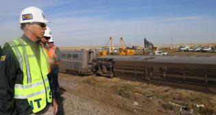 Pictured: NTSB Vice Chairman Bruce Landsberg at the scene of the Sept. 25, 2021 Amtrak derailment near Joplin, Mont. (Photograph: Courtesy of NTSB, Sept. 26, 2021)
