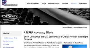 ASLRRA now offers an Advocacy section of its website with separate pages for important freight rail issues.