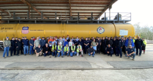 Classes like this one held last year with more than 230 firefighters and first responders in Central Louisiana provide hands-on experience on real-life equipment like our training tank car. (Caption and Photograph Courtesy of UP)