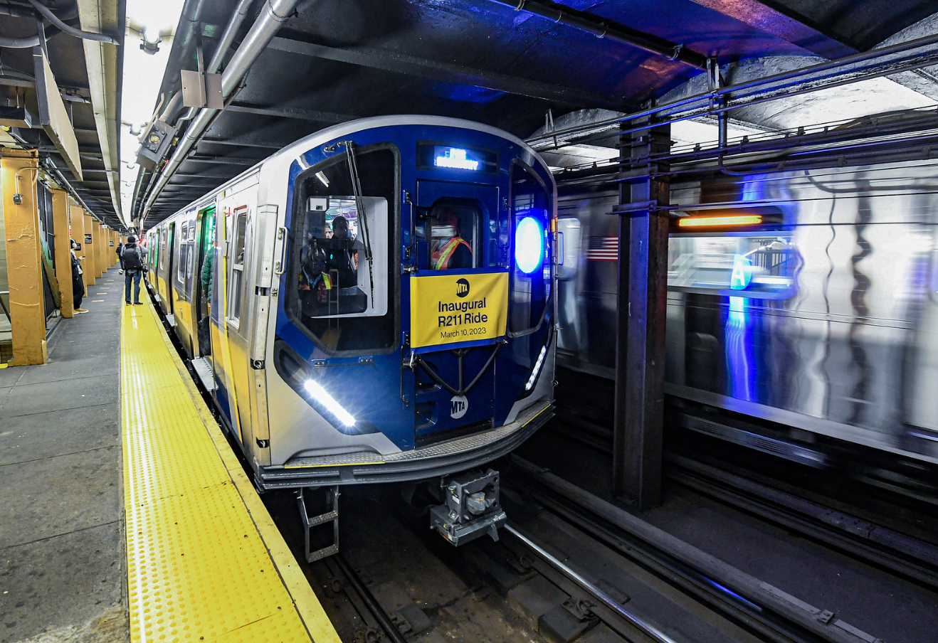 MTA Chair and CEO Janno Lieber and NYCT President Richard Davey on March 10 participated in the inaugural ride of the R211 subway cars on the A line. (Marc A. Hermann / MTA)
