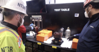 NTSB investigators on March 15 conducted a start-to-discharge pressure test on a pressure relief valve. (NTSB Source) ​