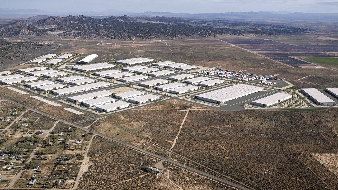 The 820-acre Commerce Crossroads industrial park will initially include office buildings and on-site products and services “to construct tailored processing facilities for customers,” according to BZI and Commerce Crossroads, whose plans for the park were recently approved by the Utah Inland Port Authority (UIPA) Board. (Artist's Rendering: Commerce Crossroads)