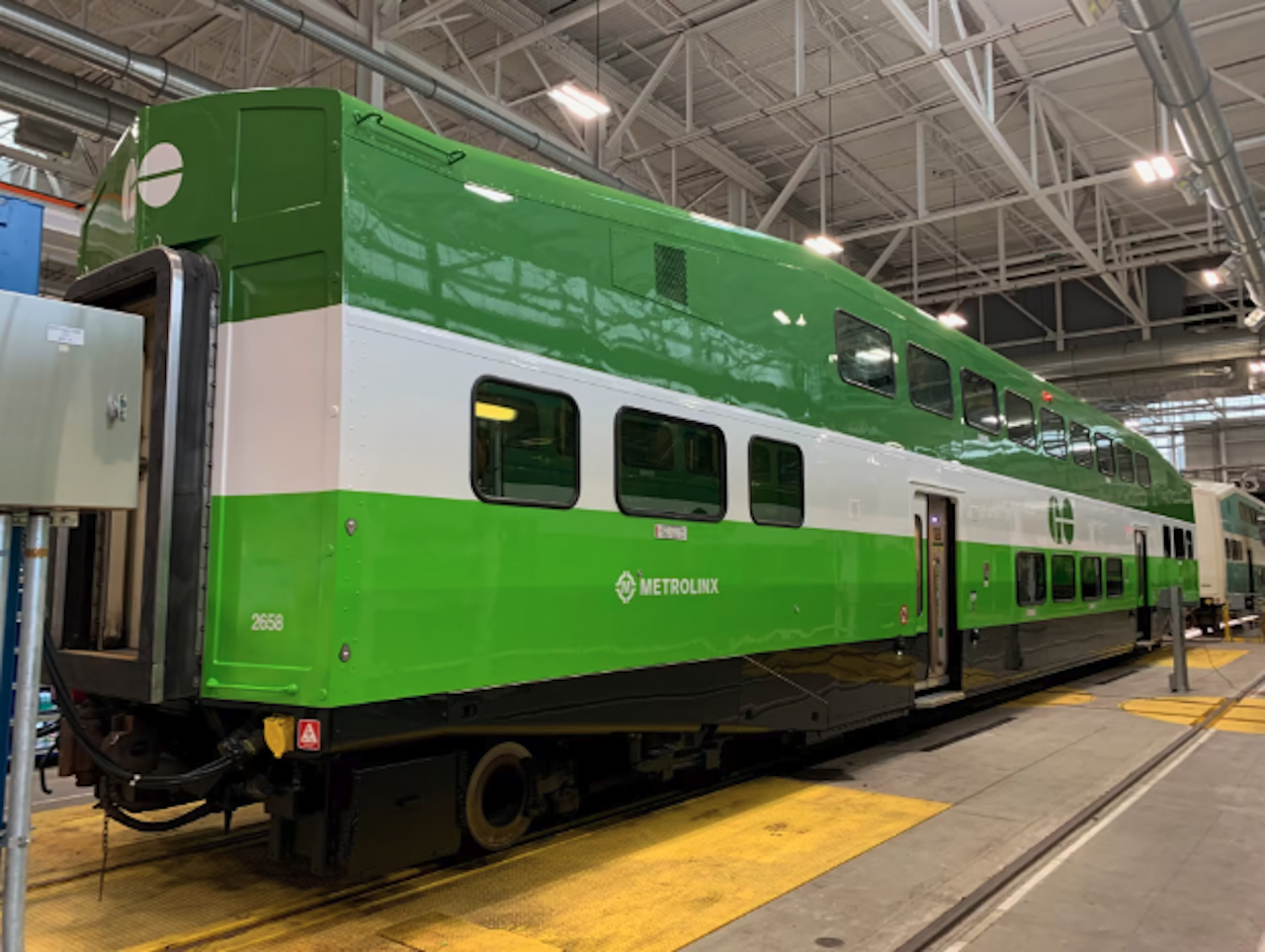 A freshly repainted GO Train coach. (Metrolinx photo)