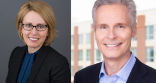 Mitsubishi Electric Power Products, Inc. CEO Tricia Breeger (left) and Odyssey Logistics & Technology Corporation CEO Hans Stig Moller (right).