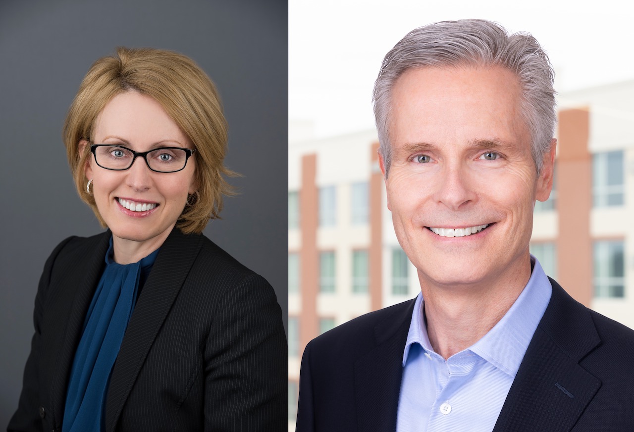 Mitsubishi Electric Power Products, Inc. CEO Tricia Breeger (left) and Odyssey Logistics & Technology Corporation CEO Hans Stig Moller (right).