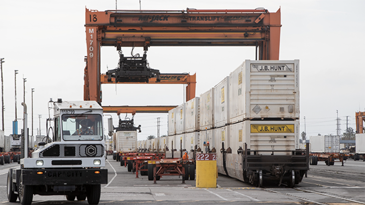 At our intermodal hubs, where containers and trailers arrive or depart by train or truck and are transferred between modes, we’ll soon expand our testing of AI to enable hostler drivers to move the units more efficiently from parking lots to tracks or from tracks to parking lots. (Caption and Photograph Courtesy of BNSF)