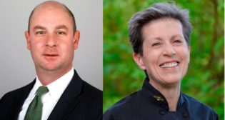 Chris Tecu, Senior Vice President Industrial Development, The Broe Group (left); and Frances Phillips, Senior Advisor-On Board Specialists and Customer Service, PTSI Transportation (right).