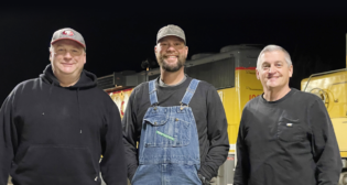 Northern California Service Unit team members providing local service to 19 customers in Redding, California. From left, Union Pacific employees Ralph Chase, locomotive engineer; Justin Laird, conductor; and Kevin Koschnick, brakeperson.