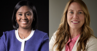 Gabrielle (Farrell) Mondestin, Chief Communications Officer, MBTA (left); and Liz Justison, Transportation West Operating Group President, STV.