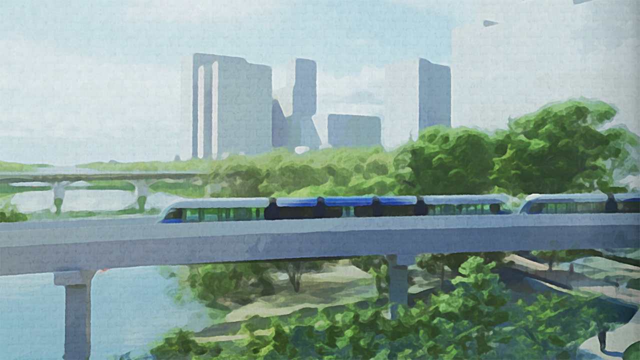 Rendering of a new light rail bridge crossing Lady Bird Lake. (Austin Transit Partnership)