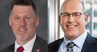 Justin Broyles of R. J. Corman Railroad Group (left) and Robert (Buck) Rogers of CN have joined the Railroad-Shipper Transportation Advisory Council.