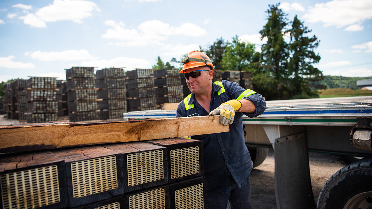 Koppers treated crossties. (Koppers Photograph)