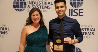 BNSF's Dr. Zabih Ghelichi (right), pictured with Amanda Mewborn, IISE President and Vice President for Atrium Health.